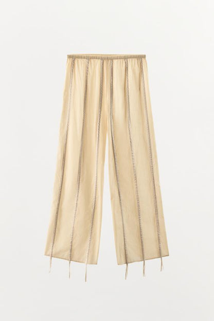 Pantalon en coton liens à nouer