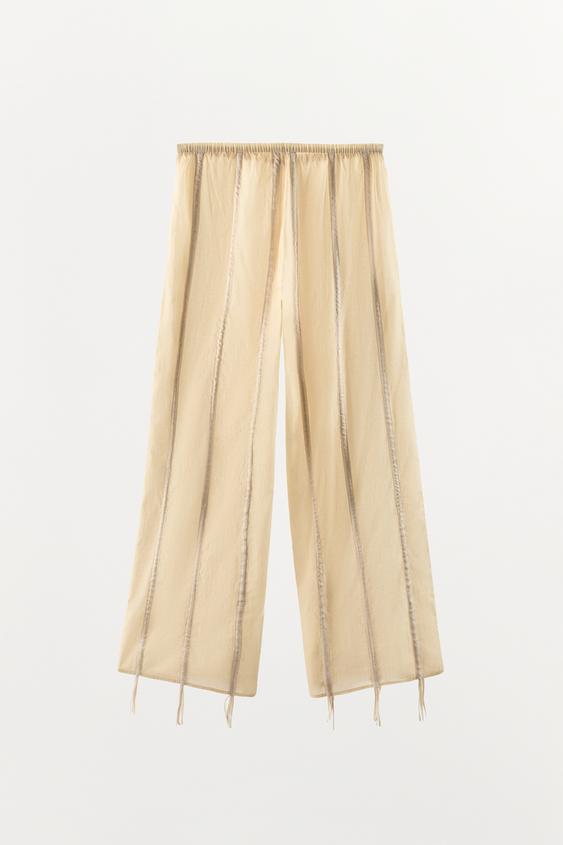 Pantalon en coton liens à nouer