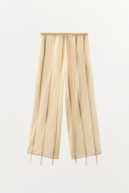 Pantalon en coton liens à nouer