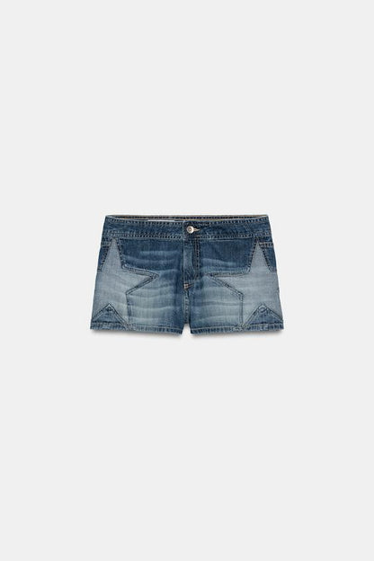 Short mini en denim TRF à motif étoiles