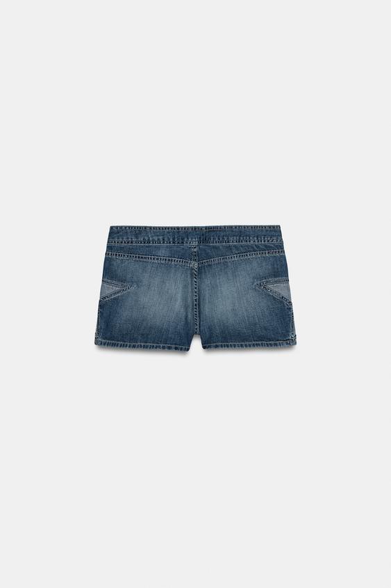 Short mini en denim TRF à motif étoiles
