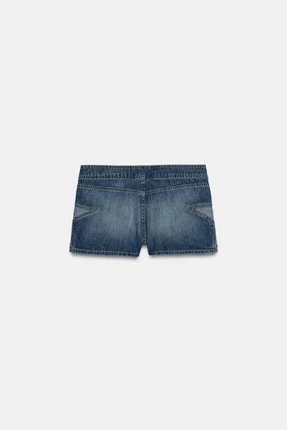 Short mini en denim TRF à motif étoiles