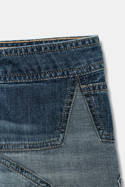 Short mini en denim TRF à motif étoiles