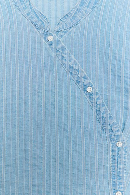 Top croisé rayé à boutons