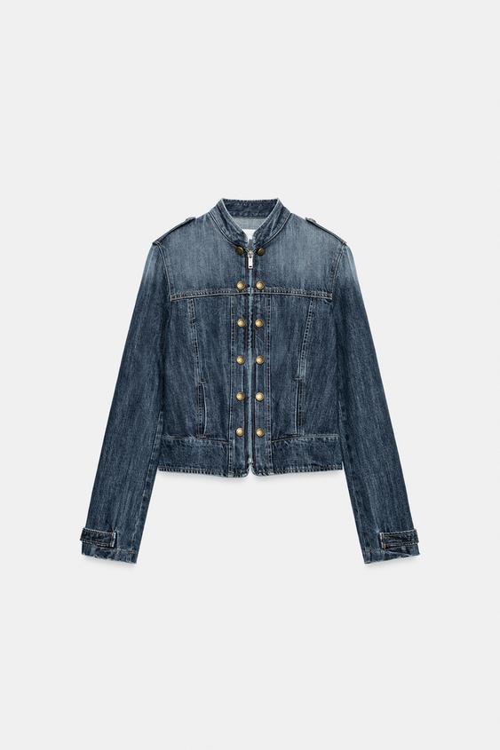 Veste en denim TRF à passants et boutons