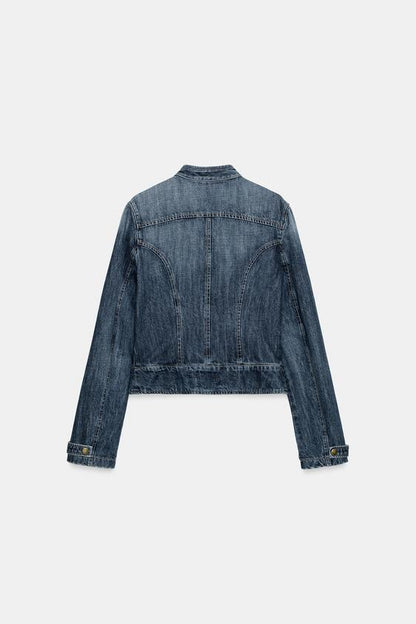 Veste en denim TRF à passants et boutons