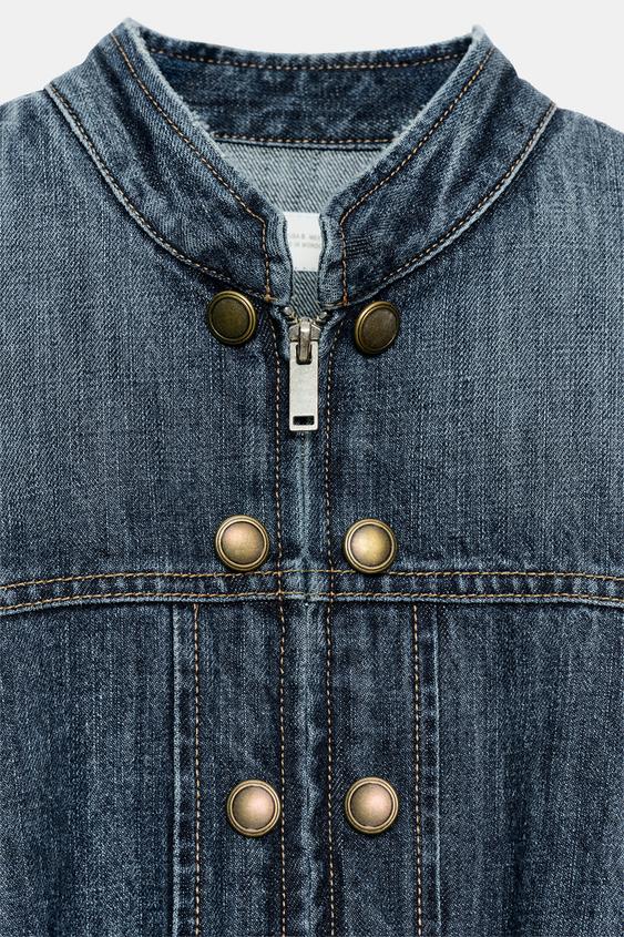 Veste en denim TRF à passants et boutons