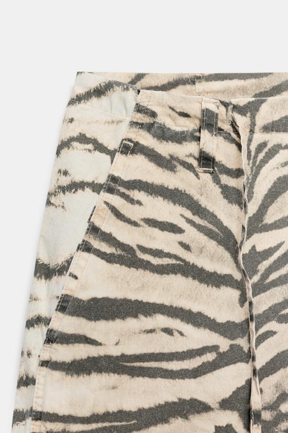 Pantalon large à cordons imprimé animalier