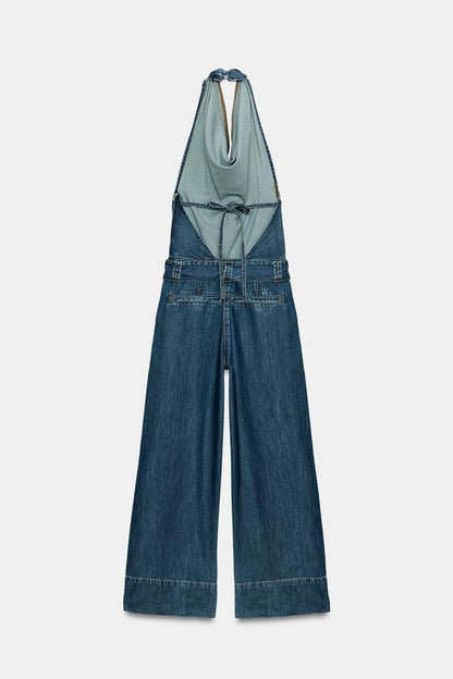 Combinaison Z1975 dos-nu en denim avec ceinture