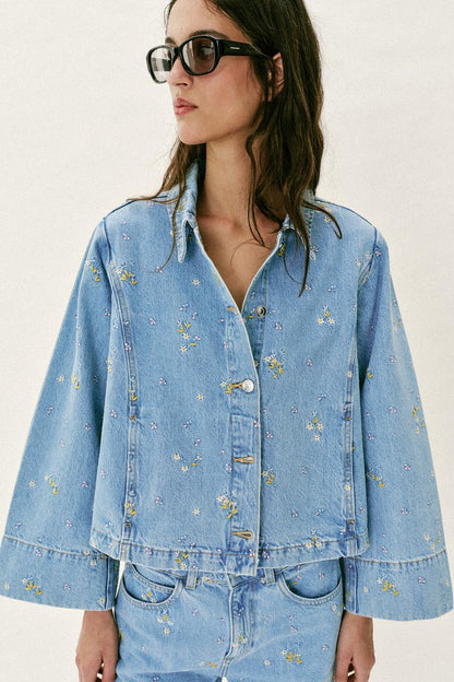 Blouson Z1975 en denim à fleurs brodées coordonné