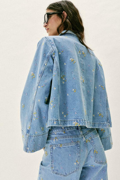 Blouson Z1975 en denim à fleurs brodées coordonné