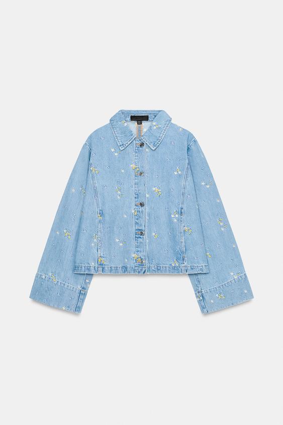 Blouson Z1975 en denim à fleurs brodées coordonné