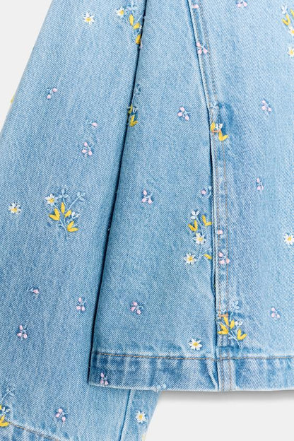 Blouson Z1975 en denim à fleurs brodées coordonné