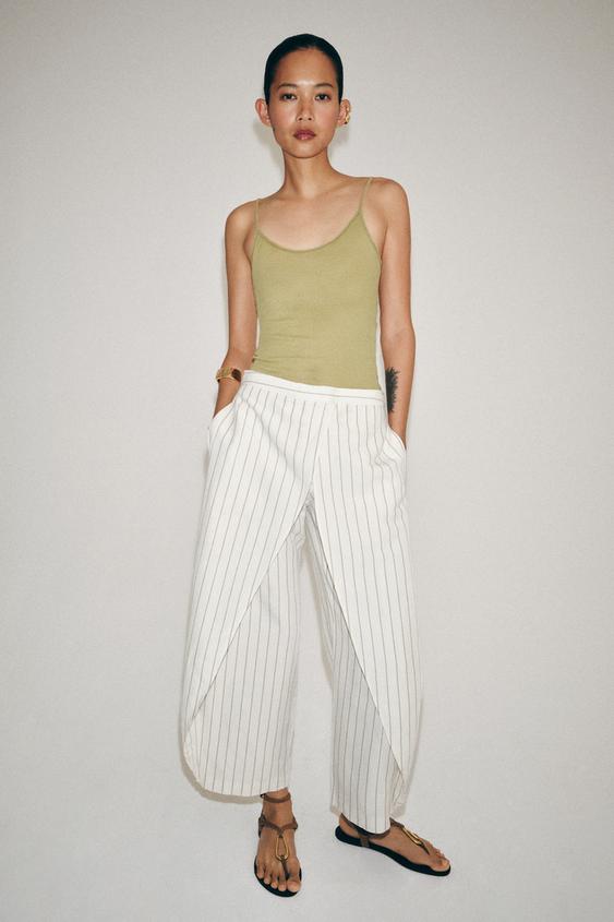 Pantalon paréo en lin à rayures ZW Collection