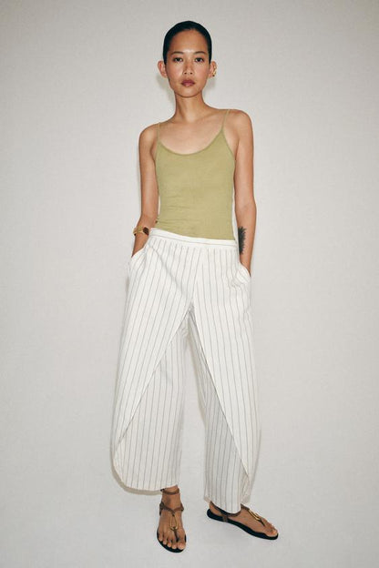 Pantalon paréo en lin à rayures ZW Collection