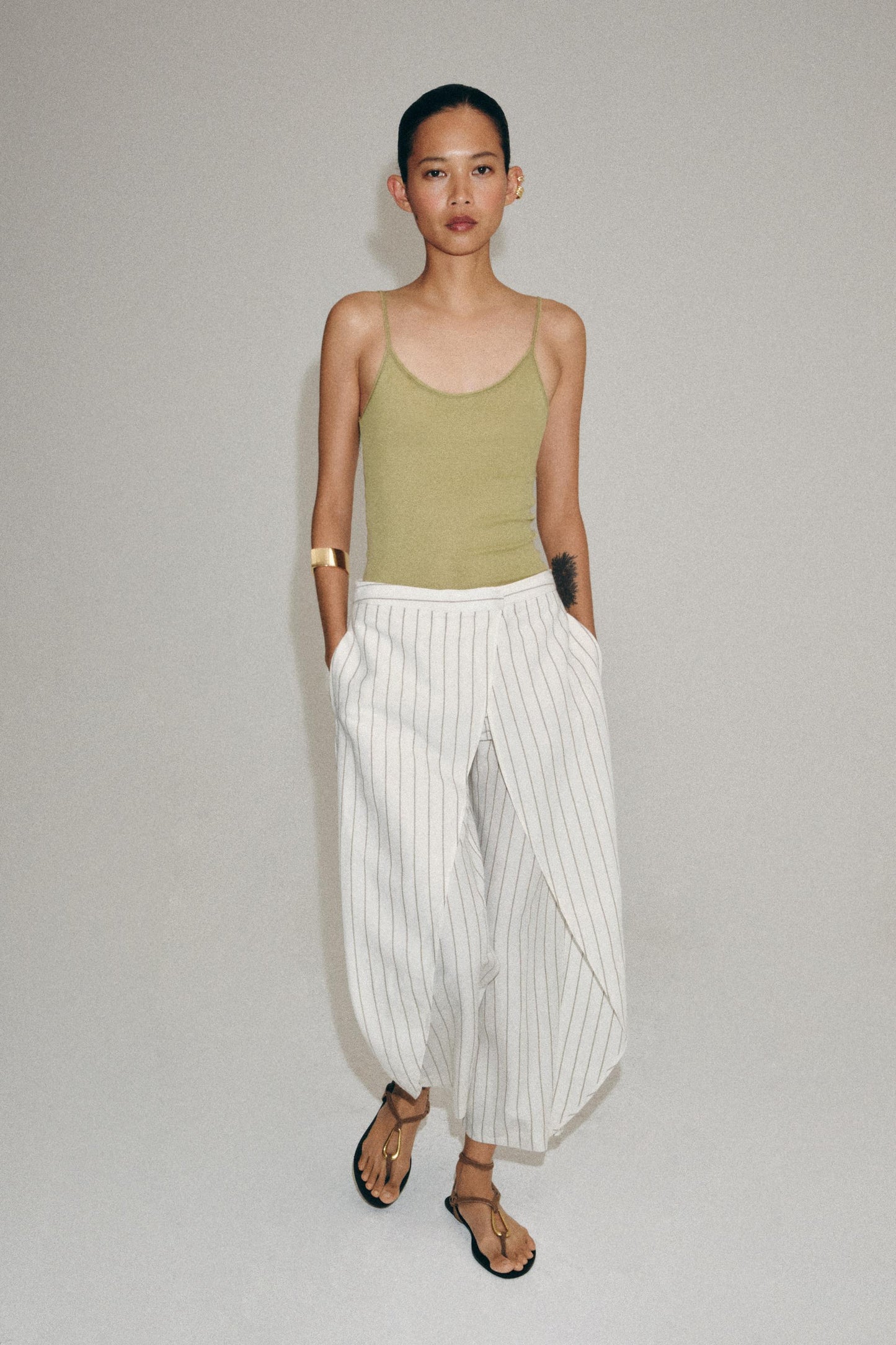 Pantalon paréo en lin à rayures ZW Collection
