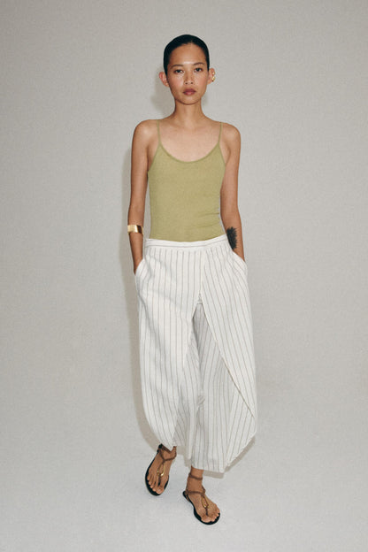Pantalon paréo en lin à rayures ZW Collection