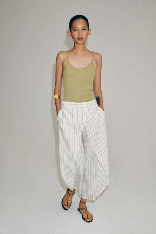 Pantalon paréo en lin à rayures ZW Collection