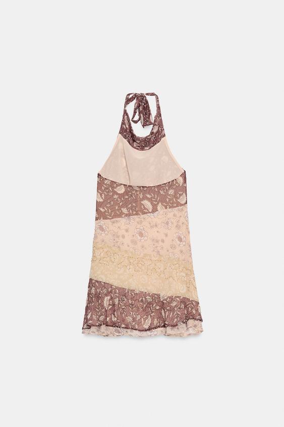 Robe dos-nu imprimée à perles