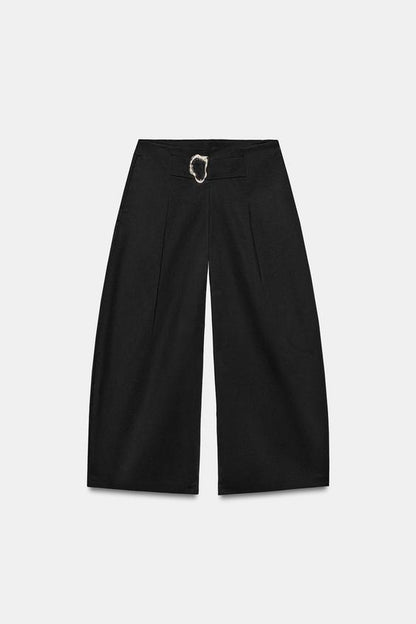 Pantalon coupe barrel à boucle