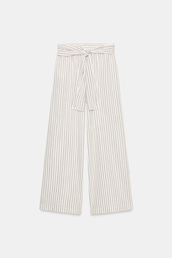 Pantalon large à rayures effet foulard