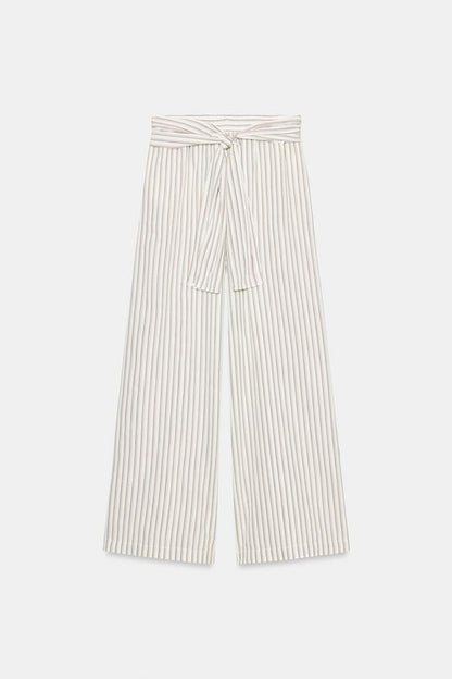 Pantalon large à rayures effet foulard