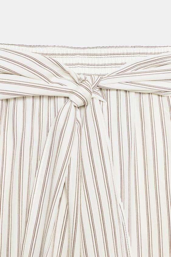 Pantalon large à rayures effet foulard