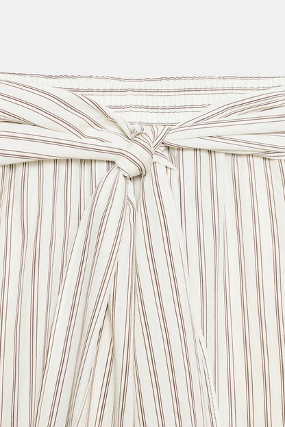 Pantalon large à rayures effet foulard