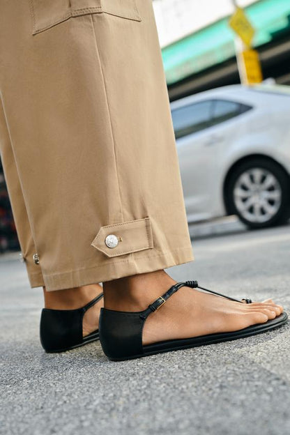 Pantalon paperbag à poches cargo