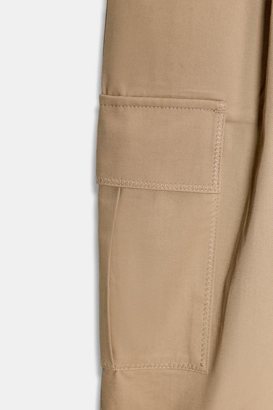 Pantalon paperbag à poches cargo
