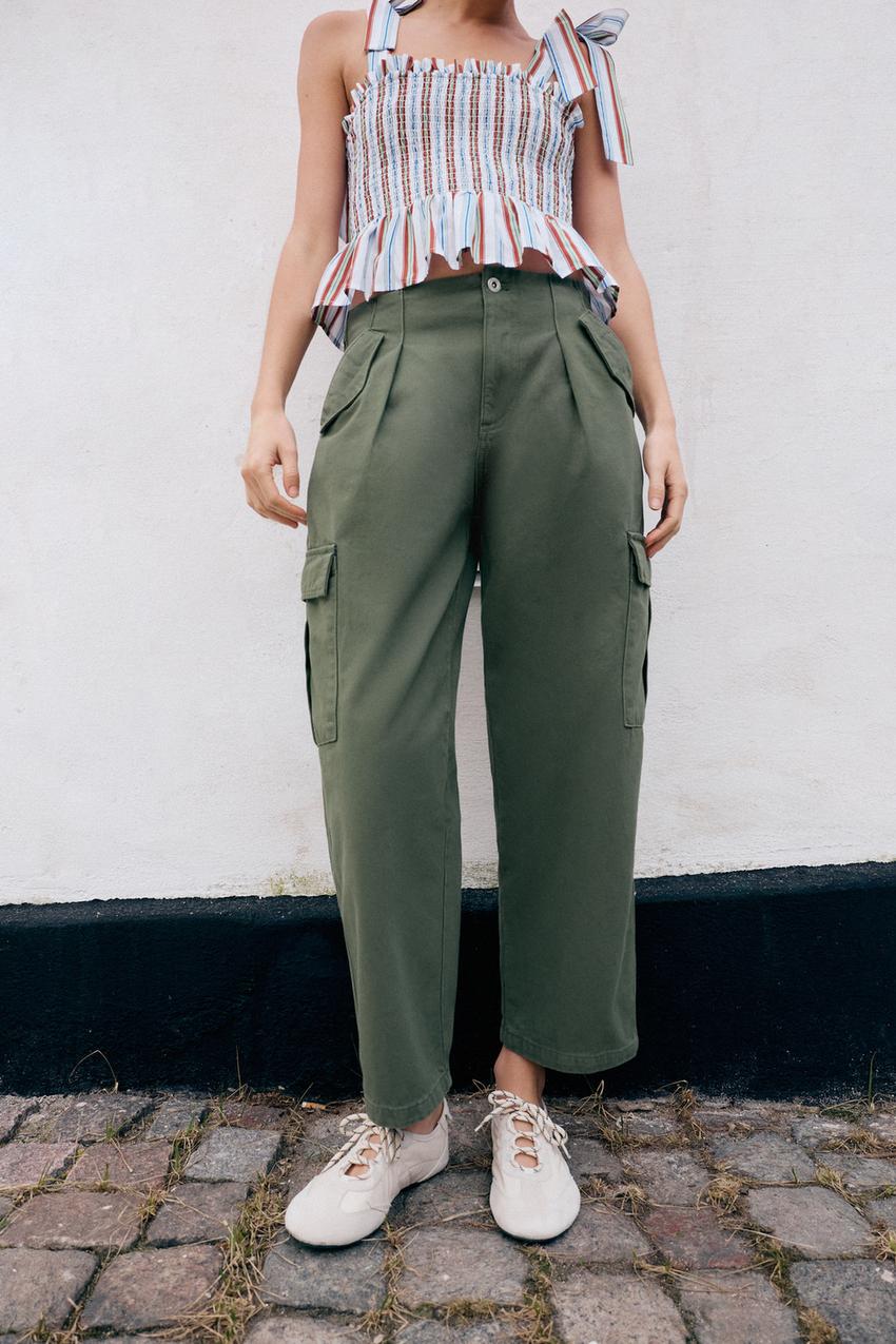 Pantalon cargo taille mi-haute
