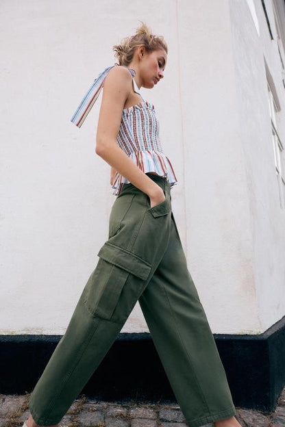 Pantalon cargo taille mi-haute