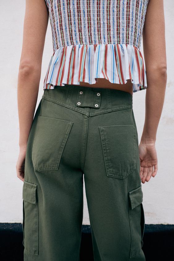 Pantalon cargo taille mi-haute