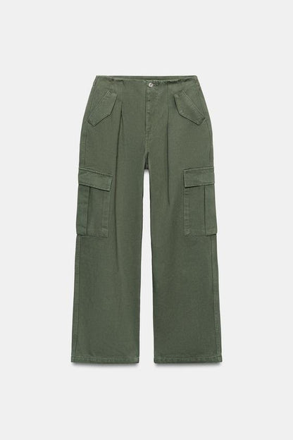 Pantalon cargo taille mi-haute