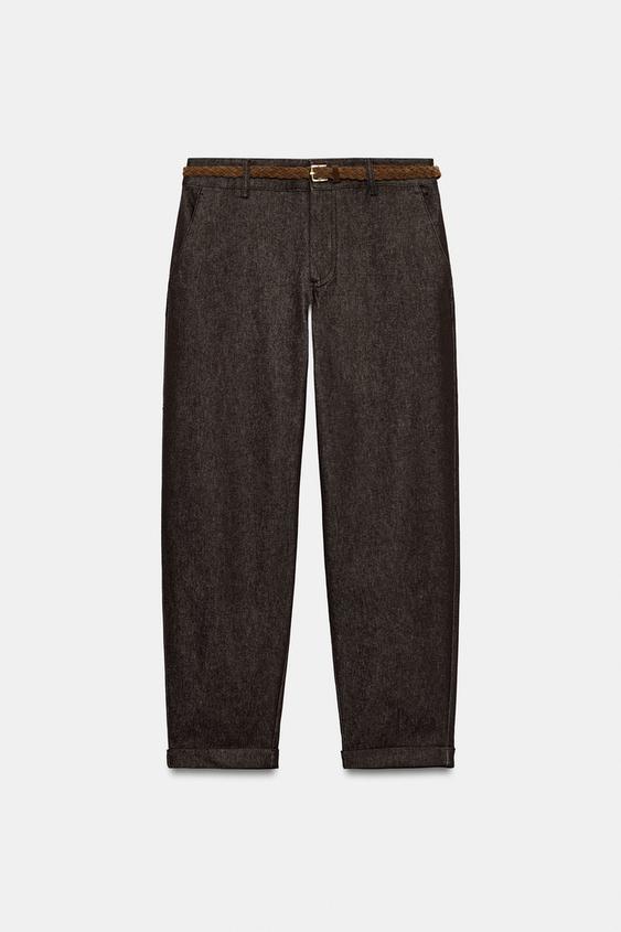 Pantalon chino avec ceinture tressée