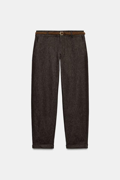 Pantalon chino avec ceinture tressée