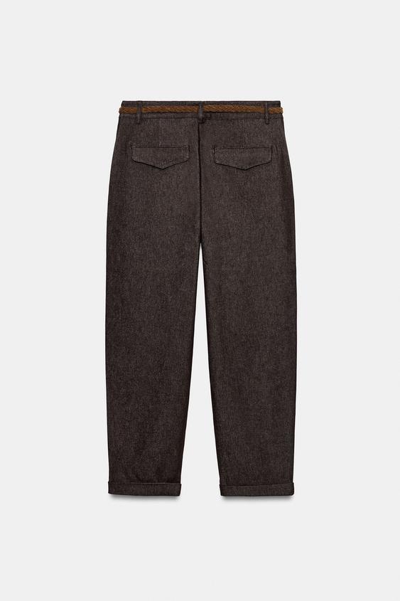 Pantalon chino avec ceinture tressée