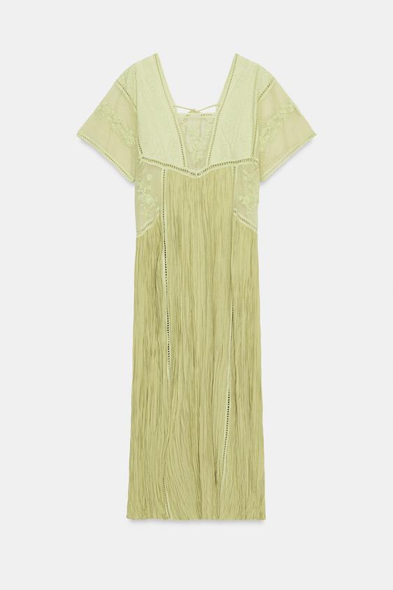 Robe plissée brodée ZW Collection