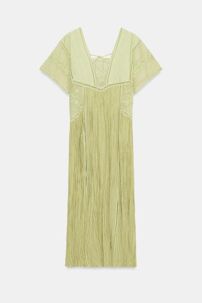 Robe plissée brodée ZW Collection