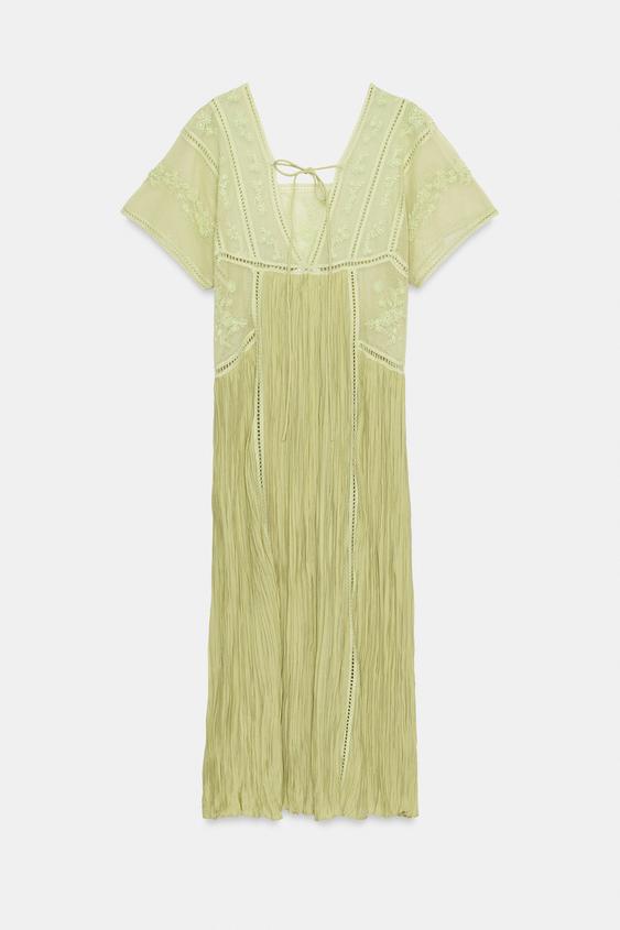 Robe plissée brodée ZW Collection