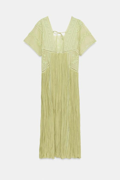 Robe plissée brodée ZW Collection