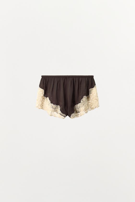 Short 100 % viscose en dentelle à perles
