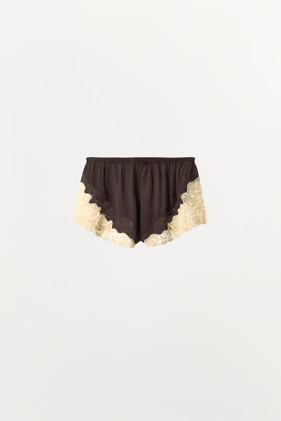 Short 100 % viscose en dentelle à perles