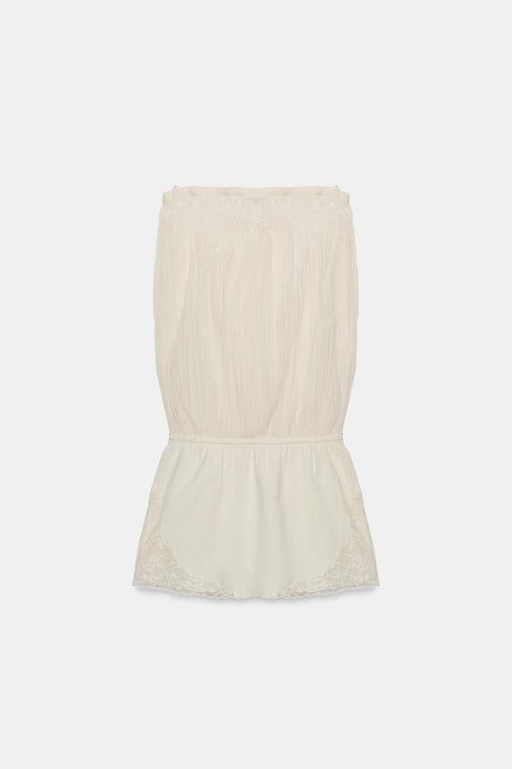 Robe bustier contrastée brodée