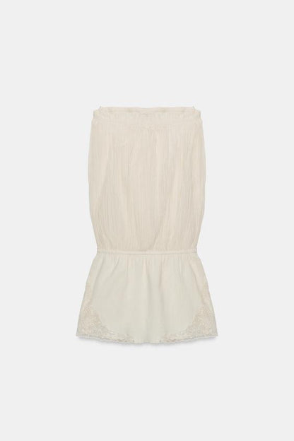 Robe bustier contrastée brodée