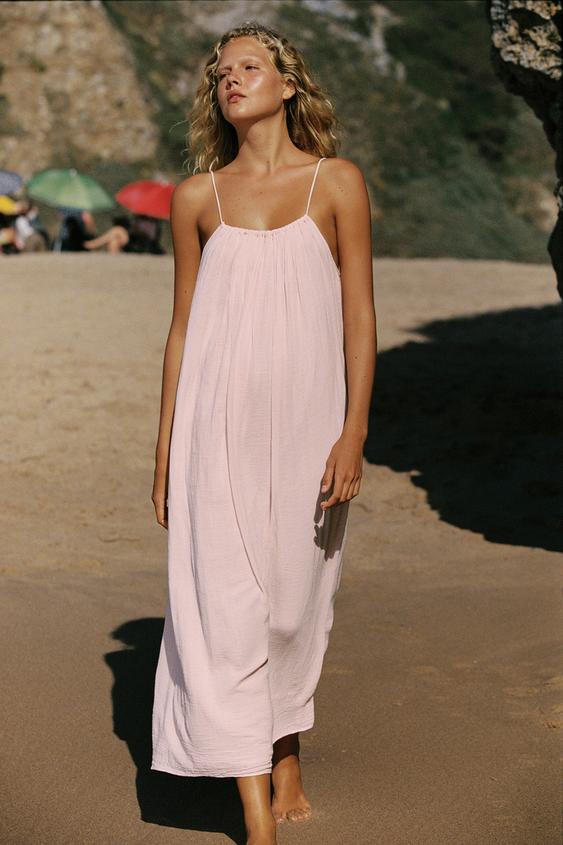 Robe midi en mousseline à volume