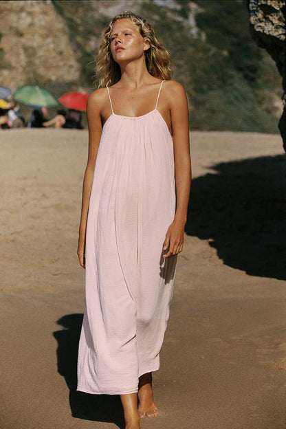 Robe midi en mousseline à volume