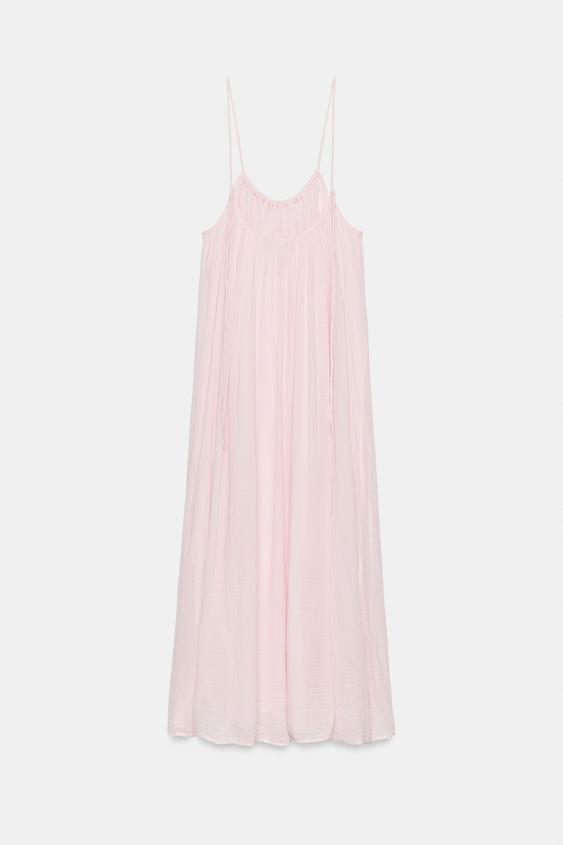 Robe midi en mousseline à volume
