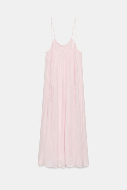 Robe midi en mousseline à volume