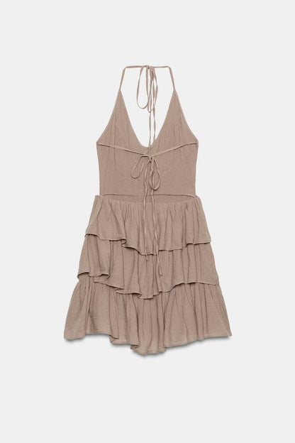 Robe en mousseline dos-nu à volants